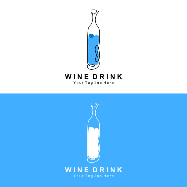 饮料酒标志设计，玻璃插画，酒精饮料瓶，公司产品矢量图片下载