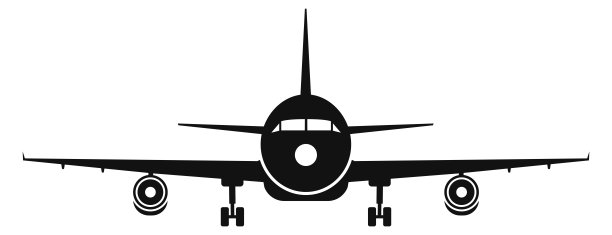 黑色飞机剪影前视图。飞机的象征图片下载