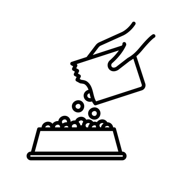 主人用手喂宠物食物。喂养宠物。宠物食物倒在盘子里。图片下载