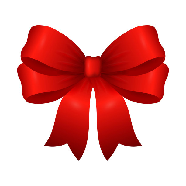 美丽的大红色蝴蝶结孤立在白色背景上。红丝带。假日装饰的设计元素。矢量插图。图片下载