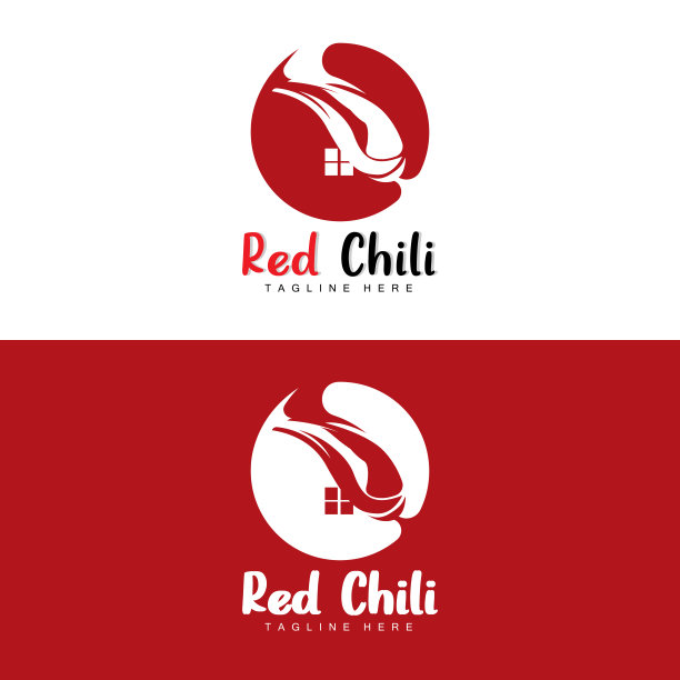 红辣椒标志，辣椒矢量，辣椒花园房子插图，公司产品品牌插图图片下载