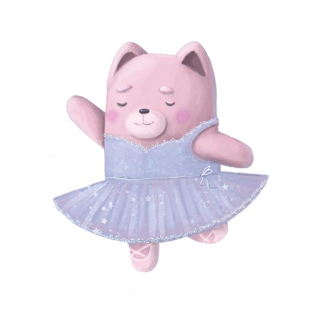 可爱的芭蕾舞演员，水彩画风格的卡通人物图片下载