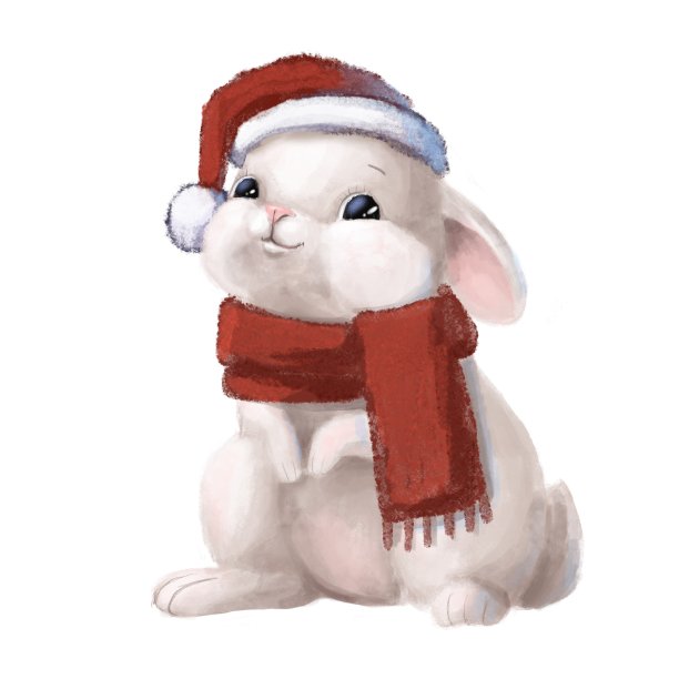 水彩画圣诞兔子，节日卡通人物图片下载