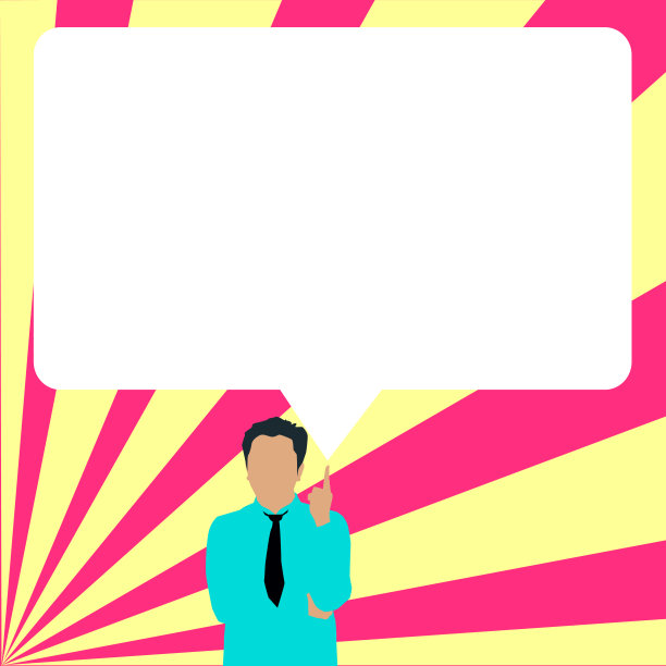 主持人与对话气泡显示新的公告。同事演讲气球展示新鲜和重要的新闻信息。图片下载