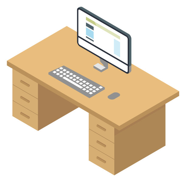 电脑桌等距图标。Pc办公家具图片下载