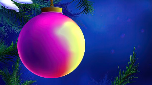 蓝色背景下的圣诞球图片下载