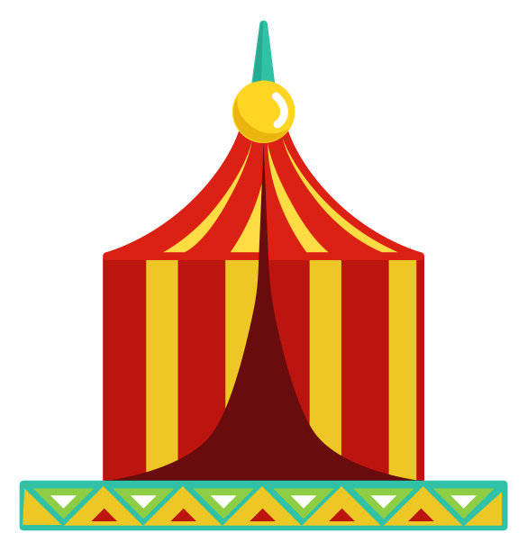 条纹帐篷图标。显示马戏团。游乐场的象征图片下载