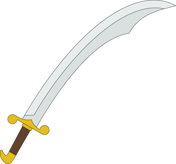 单金属弯刀平面矢量插图图片下载
