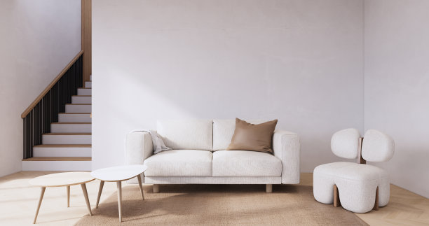 客厅空沙发扶手椅日式风格图片下载