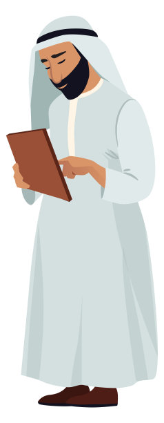 阿拉伯男子正在使用平板电脑。沙特人的小玩意儿图片下载