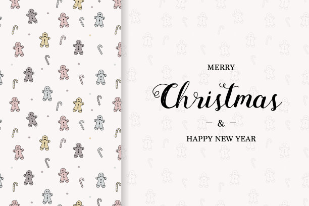 有姜饼饼干和糖果的圣诞贺卡。圣诞节的概念。向量图片下载