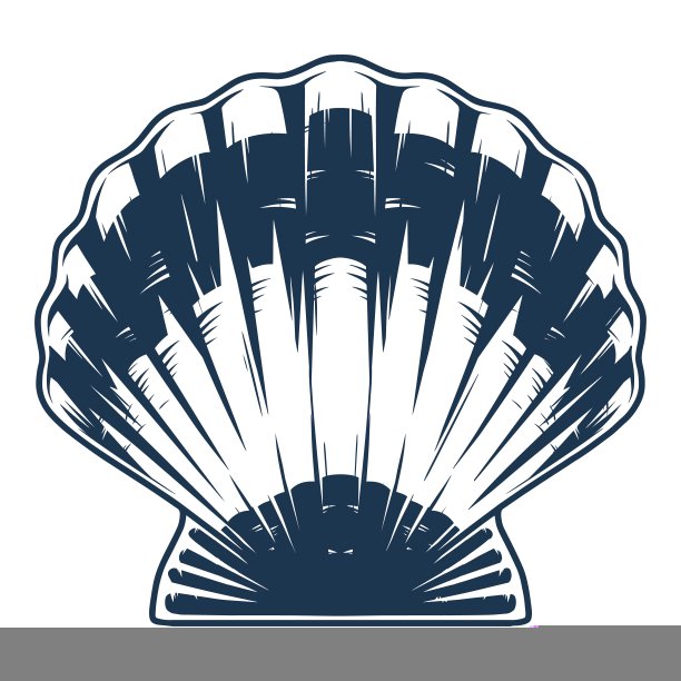 海贝壳单色详细纹章图片下载