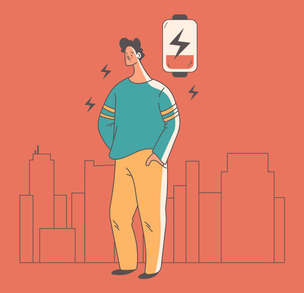 低能量情绪压力使人观念疲劳。矢量平面平面设计元素概念插画图片下载