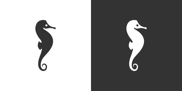 海马图标和符号矢量插图。图片下载