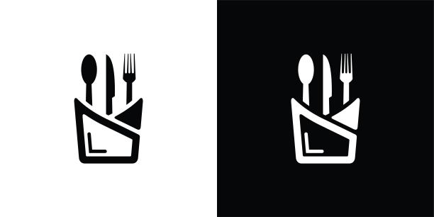 餐具矢量logo设计模板。图片下载