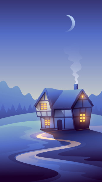 哥特式风格的传统日耳曼别墅的彩色插图。图片下载