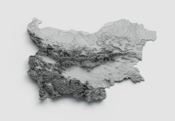 保加利亚地图在白色背景上的3d渲染。图片下载