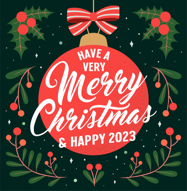 祝你圣诞快乐，新年快乐，还有书法贺卡。手写体书写。花卉框架和背景设计。海报，节日封面。现代平面矢量插画。图片下载