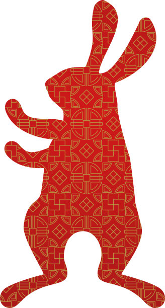 红色的剪影可爱的兔子。兔子图标。十二生肖动物图片下载