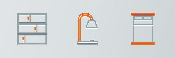 设置线大床架和台灯图标图片下载