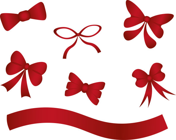 一套红色礼品蝴蝶结图片下载
