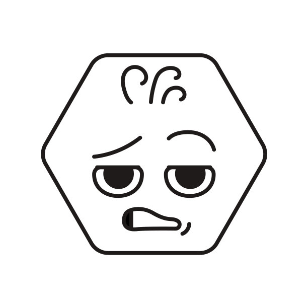 六边形的橙色字符颜色线图标吉祥物图片下载