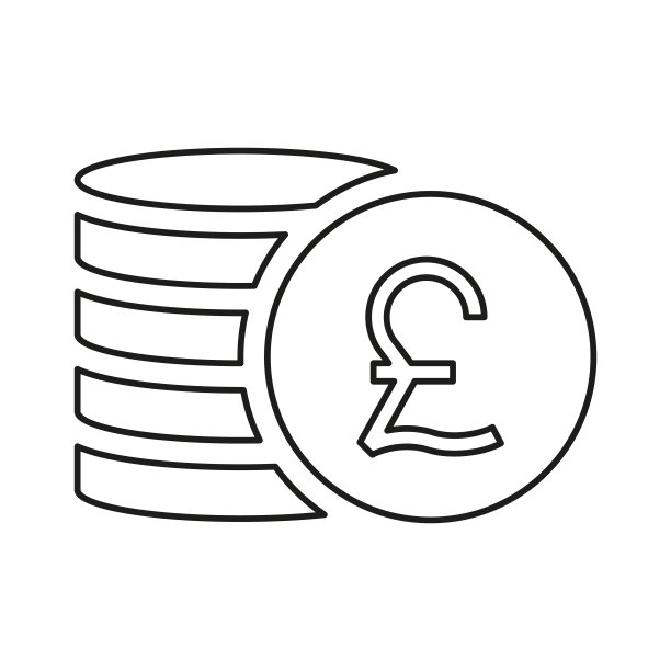 英镑硬币堆叠线图标。图片下载
