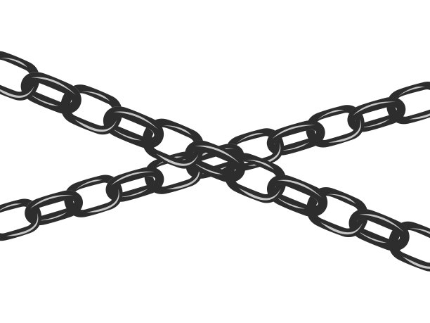 白色背景上的链子。财产保护观念和缺乏自由图片下载