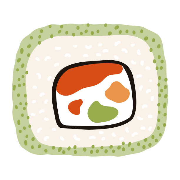 卡通风格的浦卷寿司。手绘的日本传统料理图片下载