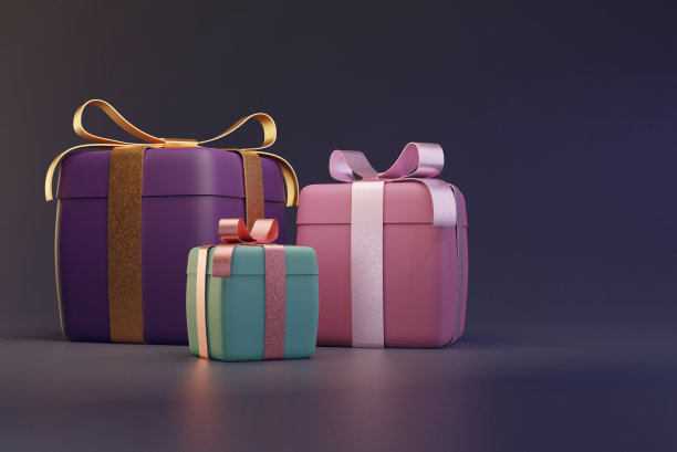 彩带包装的礼品盒背景。新年礼盒。图片下载