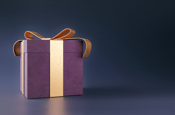 金色彩带包装礼盒图片下载