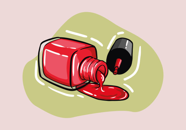 红色指甲油瓶横幅设计。股票矢量插图。用于美甲吧，美容院，美甲师，贴纸和社交媒体图片下载