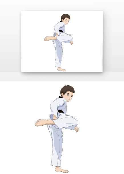 手绘运动跆拳道儿童图片下载