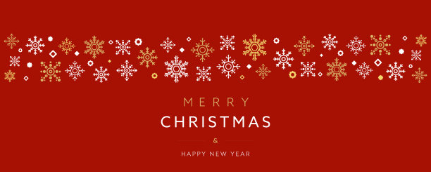 用各种雪花装饰的圣诞节日横幅广告模板(红色)图片下载