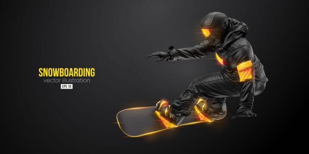 抽象剪影滑雪板上的黑色背景。那个滑雪的人在变戏法。雕刻。矢量图图片下载