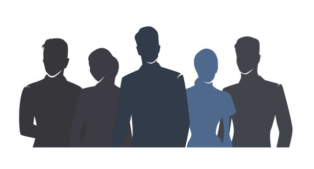 商务人物矢量画，平面设计孤立轮廓。一群人，男女都穿着正装图片下载