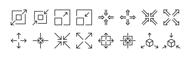 调整图标集的大小。用箭头增加、减少符号集。矢量EPS 10图片下载