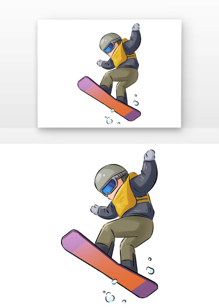 单板手绘滑雪运动图片下载