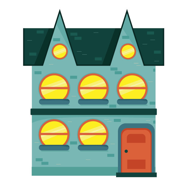 房子平坦的图标。平的风格图片下载