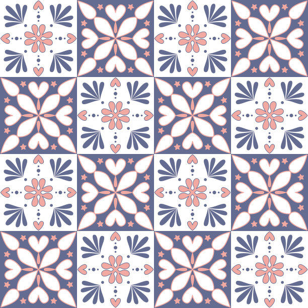 方形马赛克瓷砖设计紫红色，华丽的阿拉伯摩洛哥图案，矢量插画图片下载