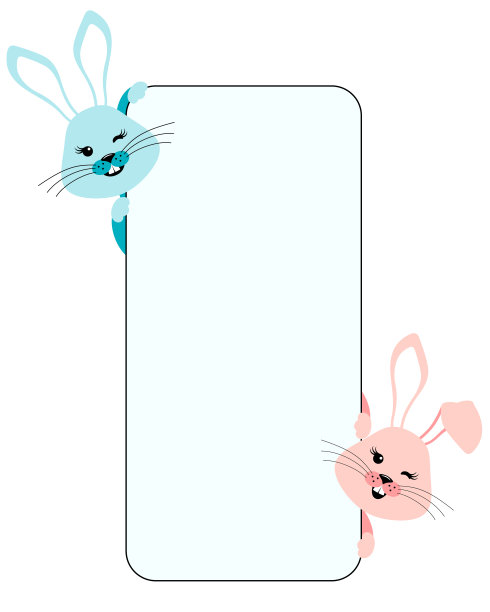 两只兔子和一个空白的标志。图片下载