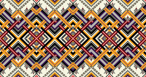 民族几何抽象无缝图案向量。土著非洲裔美国纳瓦霍人阿兹特克图案矢量元素设计的背景，墙纸，印刷，包装，瓷砖。图片下载