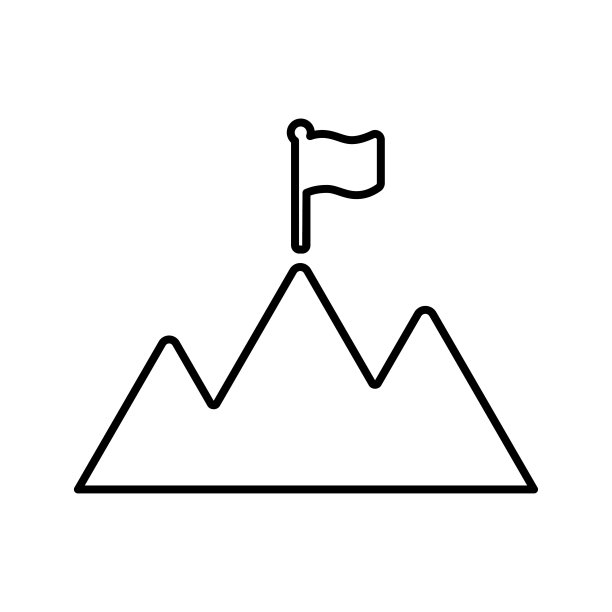 山和旗帜图标在直线风格图片下载