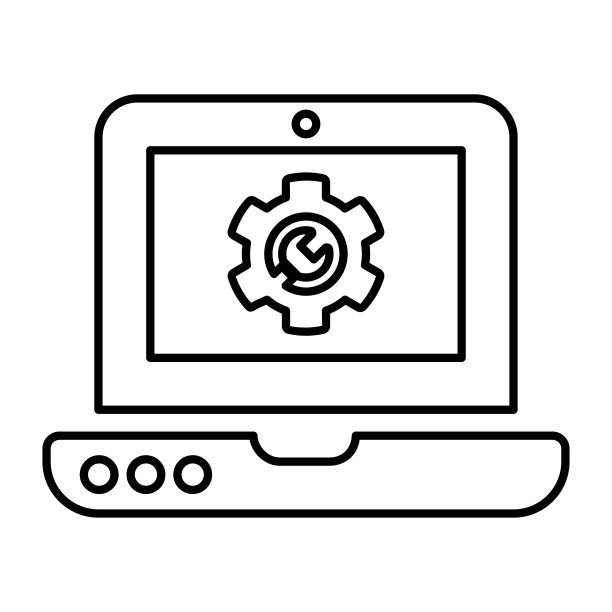 笔记本电脑维修图标在直线风格图片下载