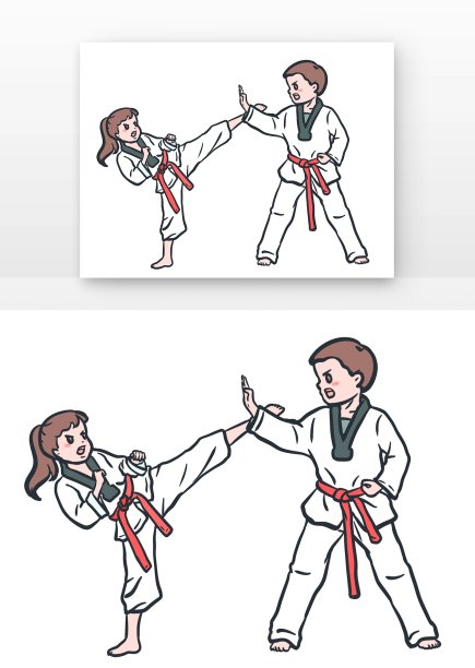 双人儿童跆拳道图片下载