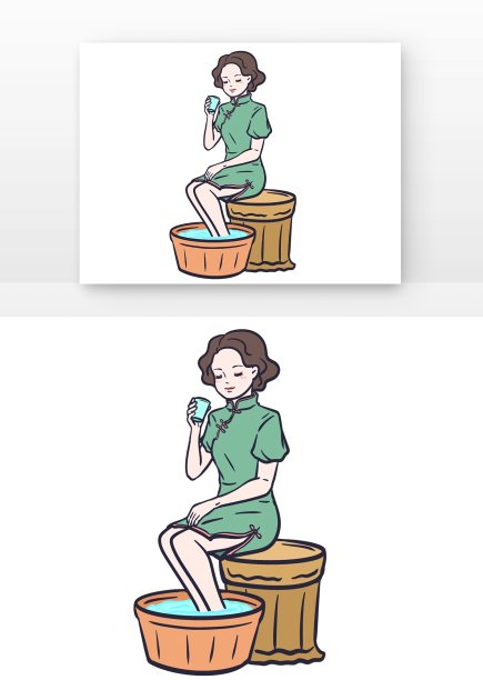 复古养生泡脚旗袍女图片下载