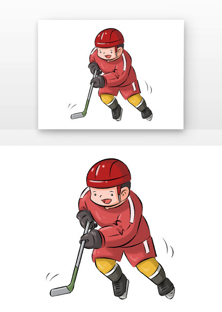 手绘冬季打曲棍球的人图片下载