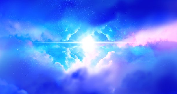 幻想背景景观宽尺寸插图美丽的闪烁神秘的光和彩虹色的星云和星星在空间中漂移图片下载