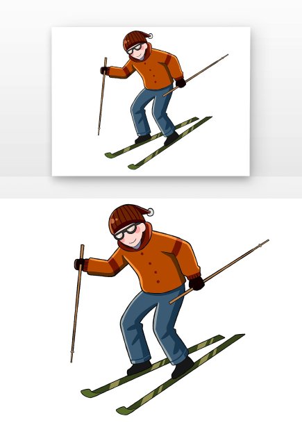 卡通双板滑雪运动图片下载