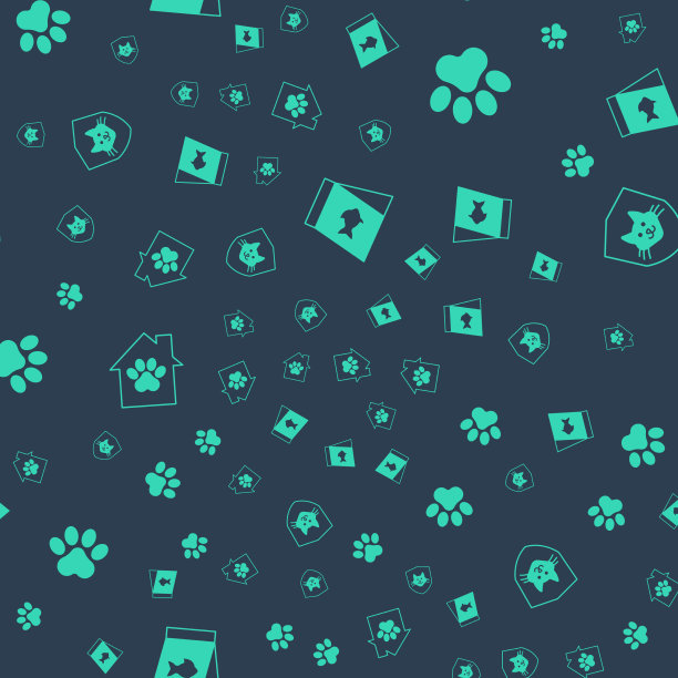 为鱼爪印宠物屋和动物设置食物图片下载